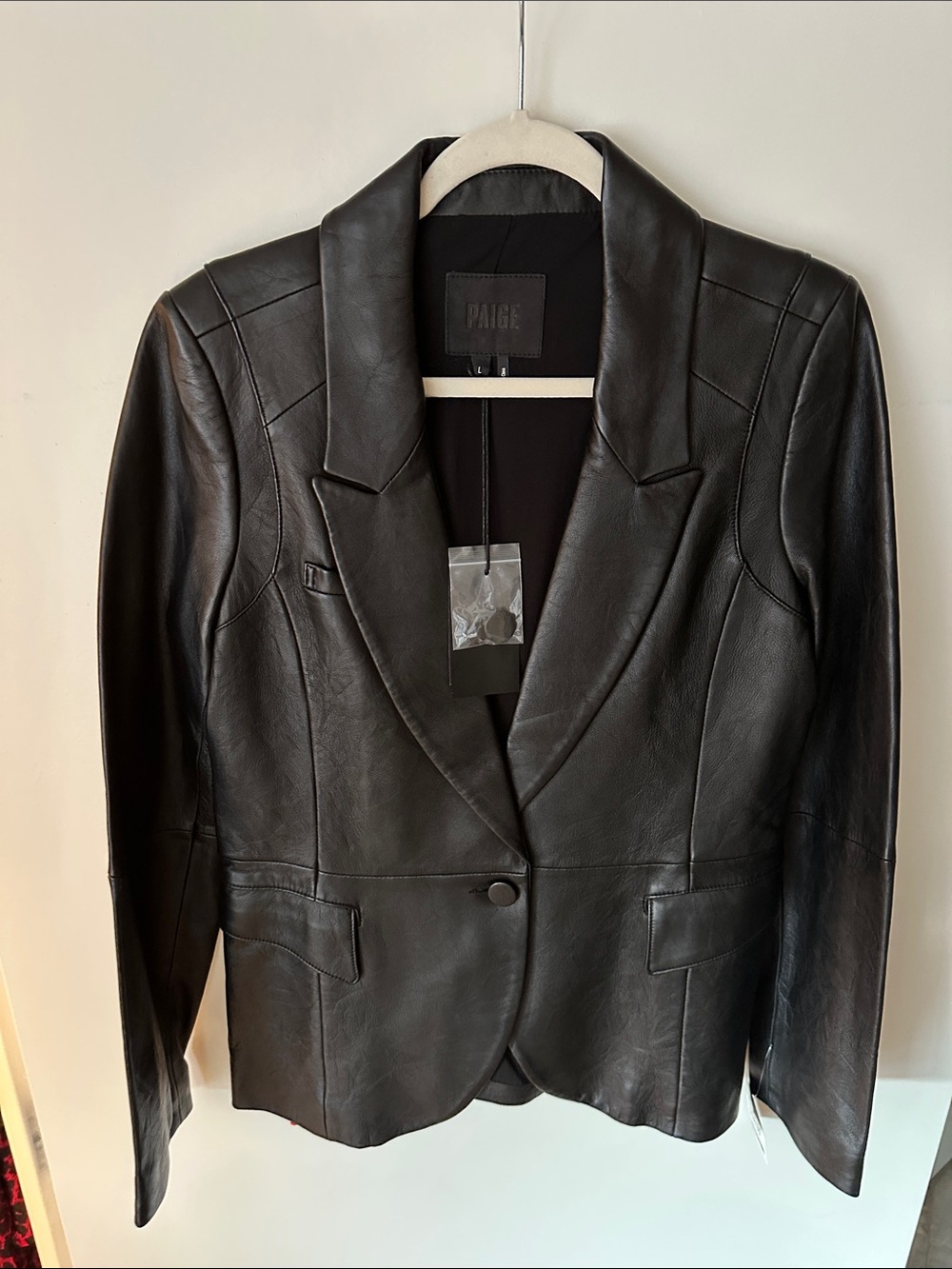 NWT | PAIGE Black Leather Tailored Blazer